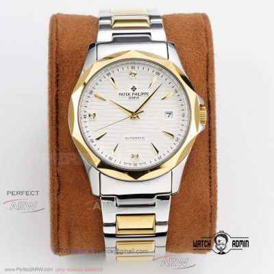 Perfectarw Replica Patek Philippe White Index Dial Yellow Gold Bezel 39mm Watch